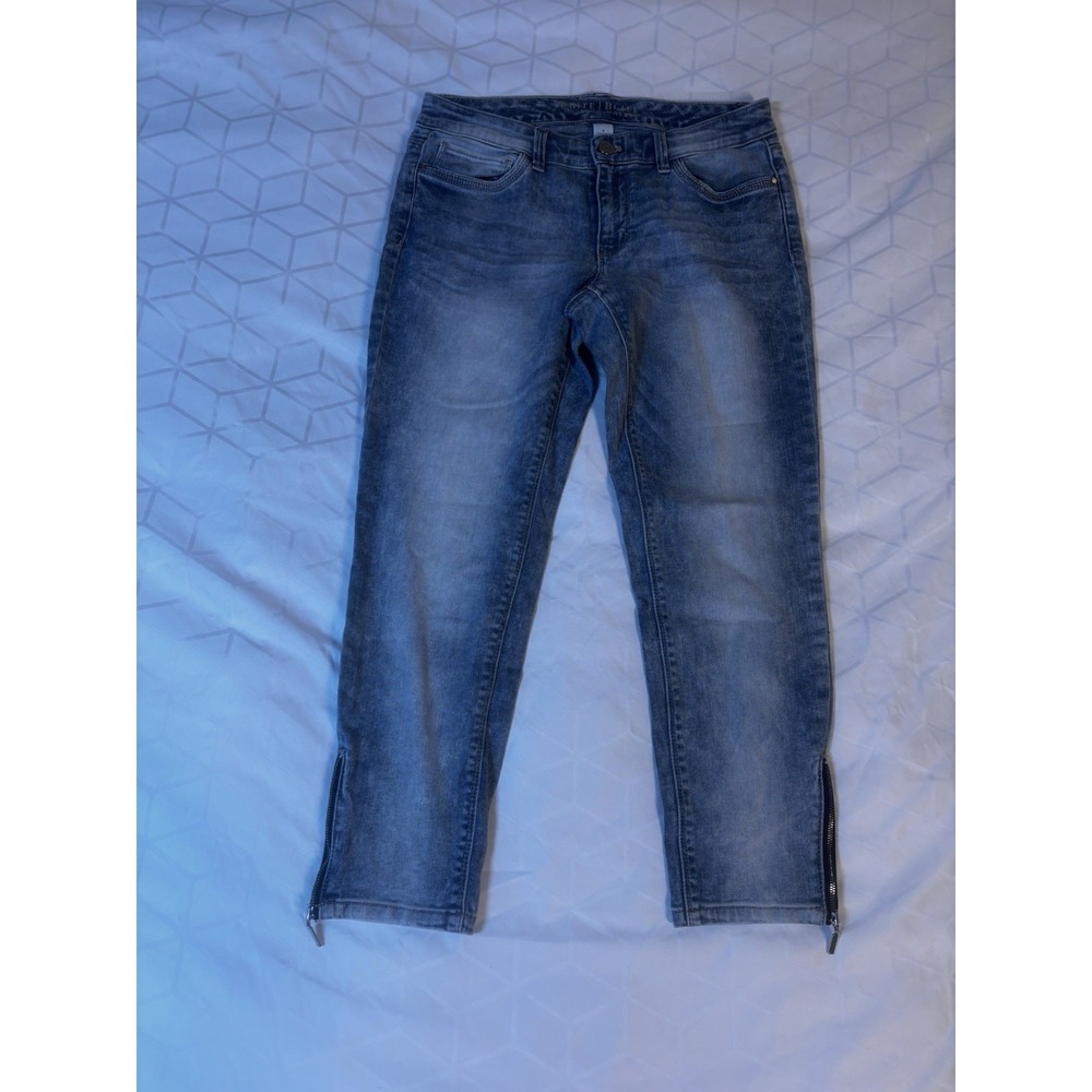 White House Black Market Jeans Womens 6 Blue Capri Y2K Style Zip Hem - Picture 15 of 15